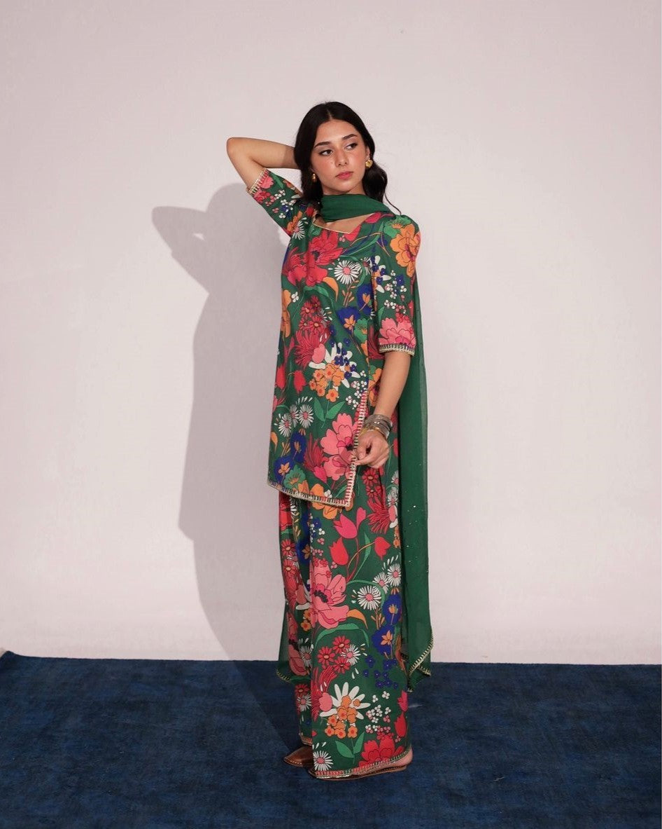 Floral Green | 2-Piece Stitched Suit