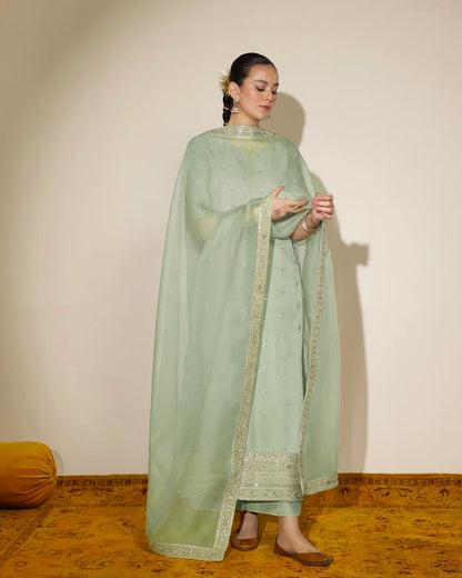 Sage Green | 3-PC Stitched Embroidered Outfit