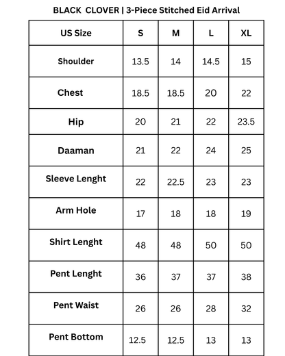 BLACK CLOVER | 3-PC Stitched Embroidered Outfit