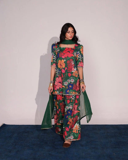 Floral Green | 2-Piece Stitched Suit