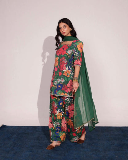 Floral Green | 2-Piece Stitched Suit