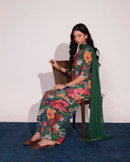 Floral Green | 2-Piece Stitched Suit