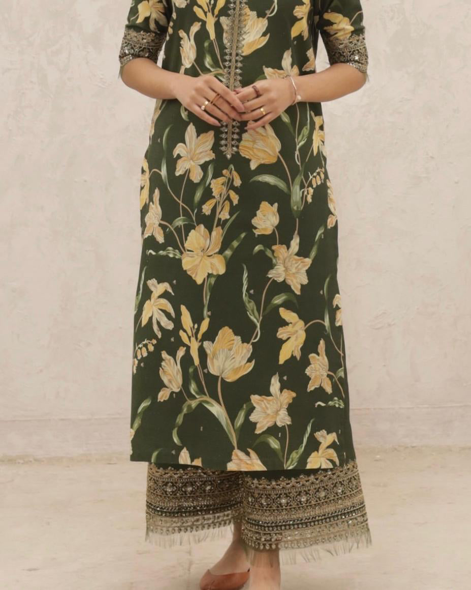 Olive Bloom | 2-Piece Stitched Eid Arrival